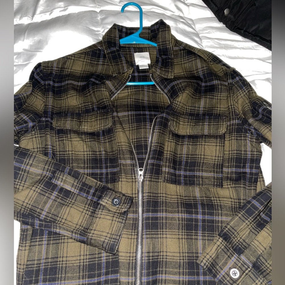 Olive green  flannel  nice thick material  from H&M